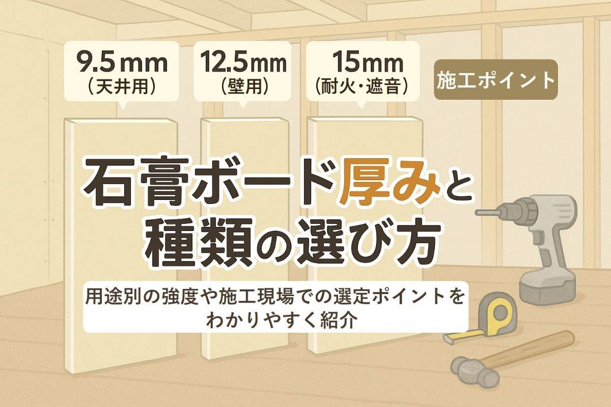 石膏ボードの厚み規格と種類別の選び方を徹底解説｜9.5mm・12.5mm・15mmの用途や強度の違いと現場ポイント