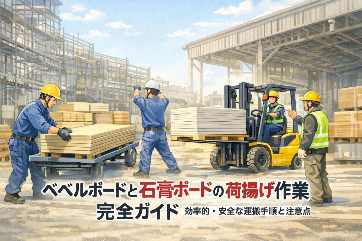 ベベルボードと石膏ボードの荷揚げ作業完全ガイド｜効率的・安全な運搬手順と注意点